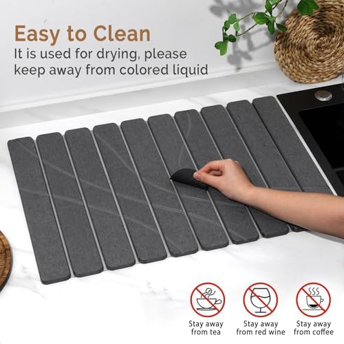 Large Stone Dish Drying Mat for Kitchen Counter, Foldable Water Absorbing - Image 5