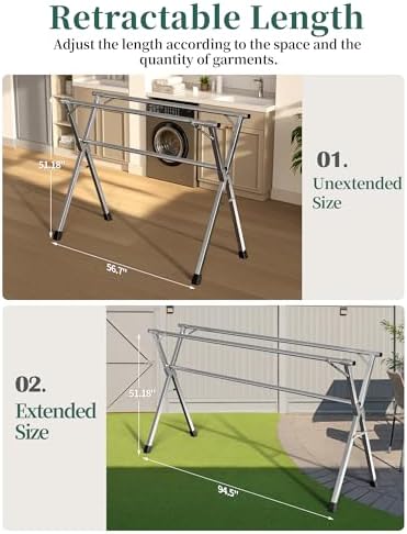 Folding Stainless Steel Laundry Drying Rack 95 Inches - Image 4