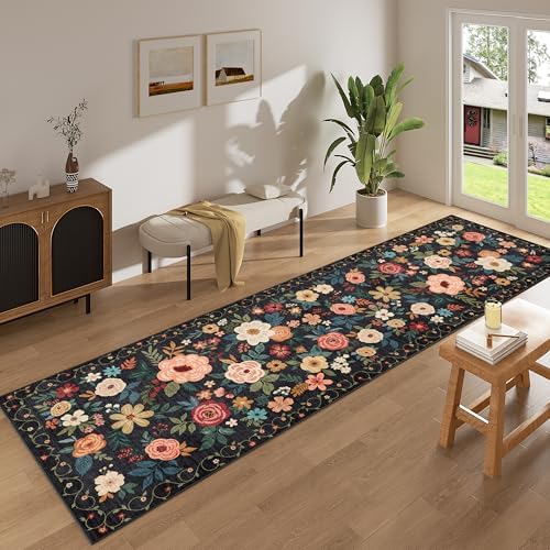 DUKINO 3x10 Runner Rug, Floral Washable Kitchen Runner Rug Non Slip - Image 3