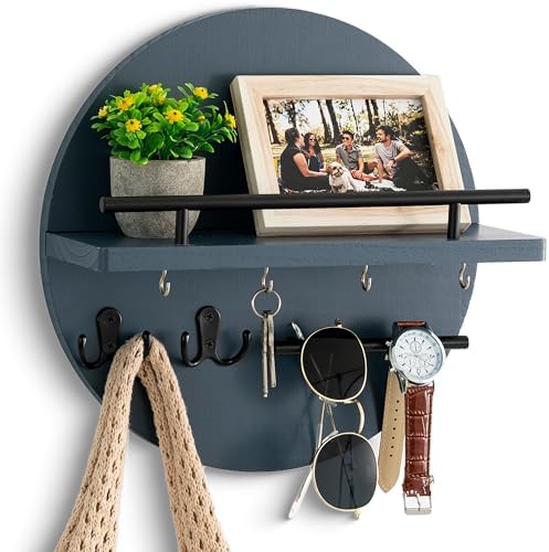 Key Holder Wall Mount with Shelf and Hooks, Mail Organizer by dreampossible