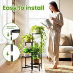 Plant Stand Indoor Outdoor, 4 Tier Metal Corner Shelf Black 9 in Wide - Image 5