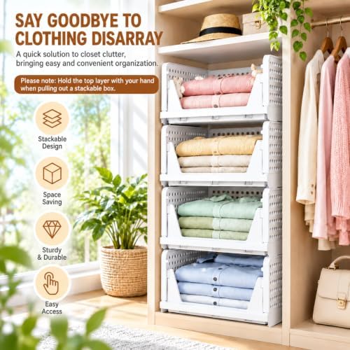 SNSLXH Closet Organizers and Storage, 5 Pack Stackable Closet Bins - Image 6