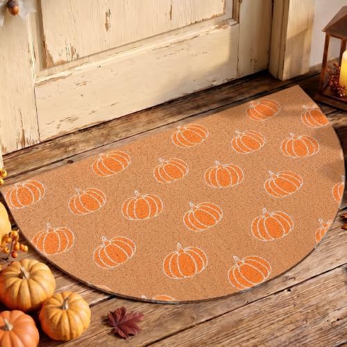 Tinideya Fall Pumpkin Semicircle Doormat Welcome Mat Brown Orange 27.56'' by Tinideya