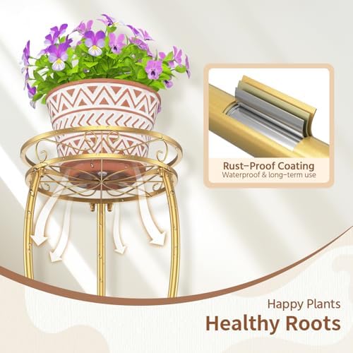 LASZOLA 3 Tiers Metal Corner Plant Flower Stand Tall Indoor Outdoor - Image 5