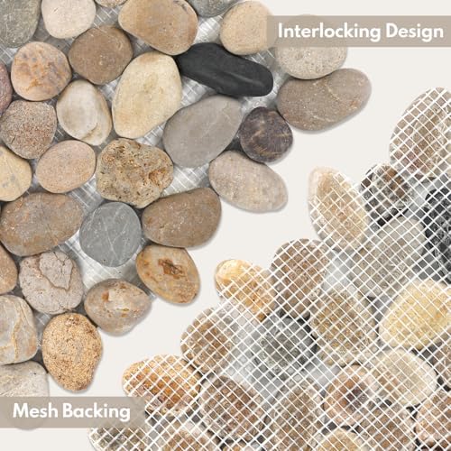 Lovdeco Pebble Tiles for Shower and Bathroom Floor, Tumbled Mix River Rock - Image 6