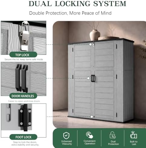 Outdoor Storage Shed Resin Waterproof Storage Cabinet - Image 6