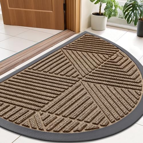 Smiry Half Circle Front Door Mat Outside Entrance, Rubber Doormat by Smiry