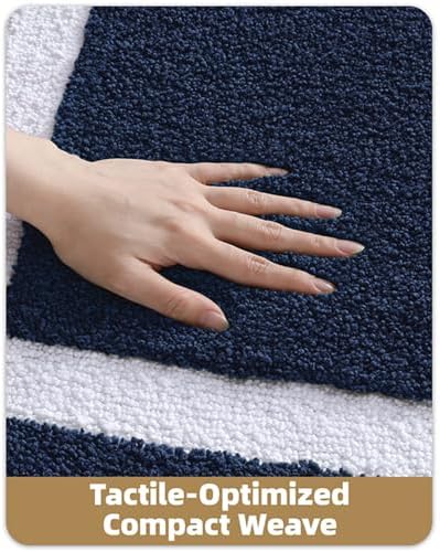 Color&Geometry Navy Blue Bathroom Rugs 30x20, Extra Soft Absorbent Microfiber - Image 3