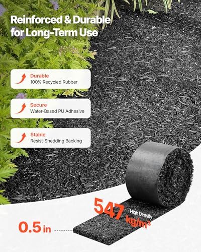 VEVOR Rubber Mulch Mat Roll, 4 Rolls 120 x 4.5 in, Recycled Rubber Permanent - Image 2