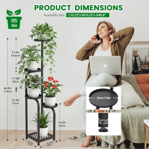 TOSKING Tall 5-Tier Square Plant Stand Indoor Outdoor - Image 3