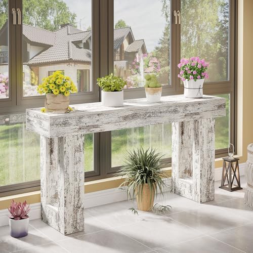 Tribesigns 63-Inch Long Console Table, Wooden Rectangular Sofa Table Behind The - Image 4