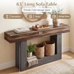 GIANTEX 63" Farmhouse Console Table, 2-Tier Narrow Entryway Table - Image 4