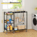 Broom Holder with Cleaning Supplies Organizer, Movable Broom Closet Storage - Image 2