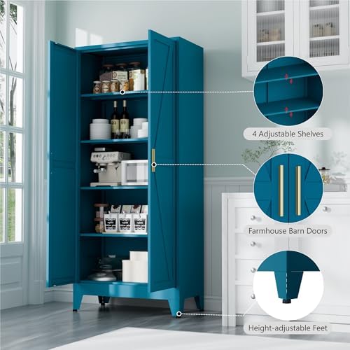 Bevivog 71" Tall Storage Cabinets Farmhouse Freestanding Tall Bookshelf - Image 5