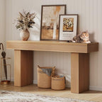 Bestier 63” Entryway Table, Wood Fluted Console Table Behind Couch by Bestier