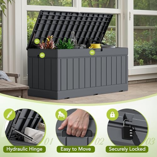 Devoko 78 Gallon Deck Box, Waterproof Resin Outdoor Storage Box - Image 2