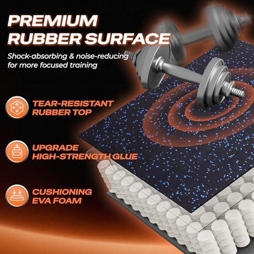 SUPERJARE 0.56'' Thick 144 Sq Ft Rubber Top Gym Flooring - Image 5