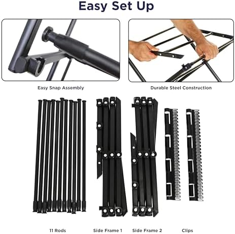 BLACK+DECKER Space Saving 3-Tier Expandable Clothes Drying Rack, Foldable - Image 4