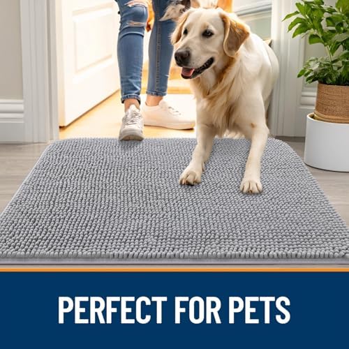 OLANLY Dog Door Mat for Muddy Paws 48x30, Super Absorbent Chenille Mud Mat - Image 6