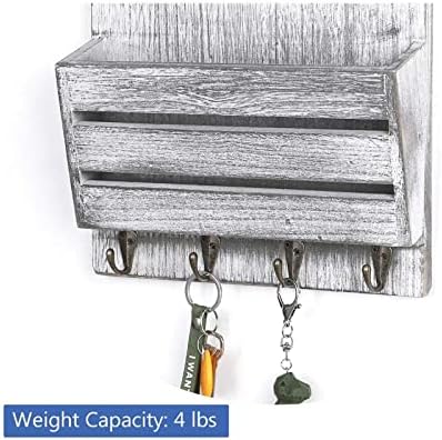 Wood Mail Organizer Wall Mount, Mail and Key Holder - Image 3