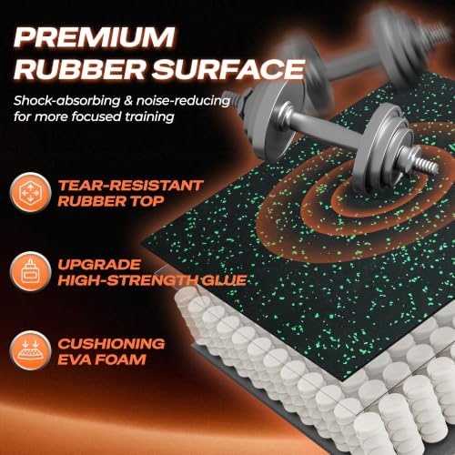 SUPERJARE 0.56'' Thick 192 Sq Ft Rubber Top Gym Flooring - Image 5