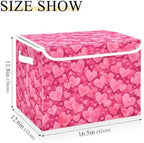 Bolaz Storage Bins with Lids and Handles, Valentines Day Pink Hearts Storage - Image 2