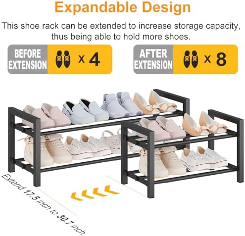 Expandable Metal Shoe Rack for Closet & Entryway, Shoe Storage Organizer - Image 4