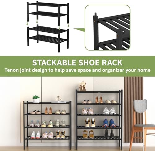 ROMGUAR CRAFT 4 Tier Bamboo Shoe Rack - Image 4