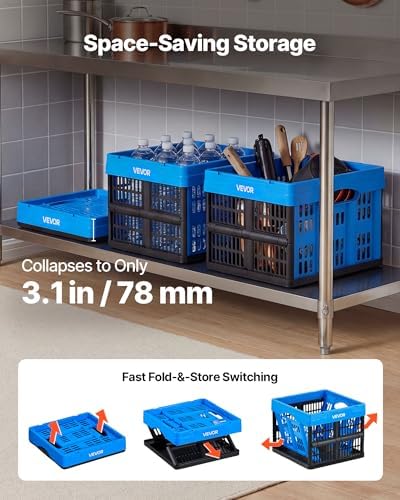VEVOR Plastic Collapsible Storage Bins, 25L 3 Packs, Stackable Folding Storage - Image 4