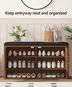 Fluted Shoe Storage Bench, Entryway Bench - Image 3