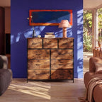 WLIVE Tall Dresser for Bedroom, 9 Drawer Chest of Drawers, Rustic Brown - Image 4