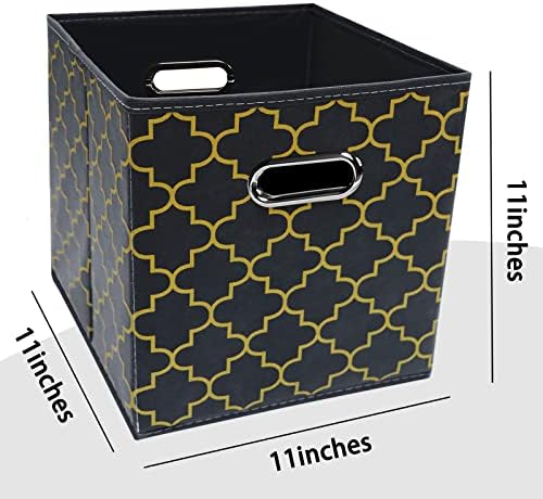 Black Foldable Storage Cubes Bins, Fabric Storage Box Cubes Organizer Baskets - Image 2