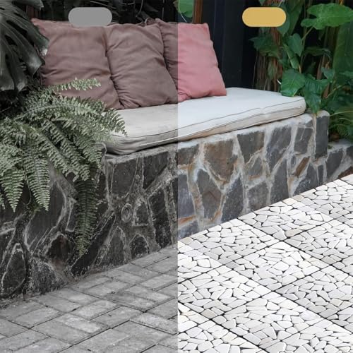 DIY Stone Tile Deck Tile, Durable Patio Garden Interlocking Decking12 6PCS - Image 4