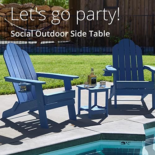 LUE BONA Outdoor Side Table, 2-Tier HDPS Small Patio Table - Image 5