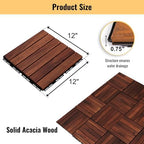20 PCS Interlocking Deck Tiles, Striped Pattern 12"x12" Acacia Wood Outdoor - Image 3