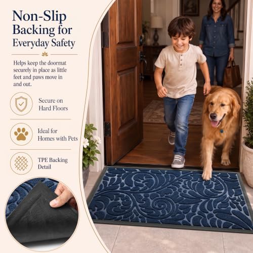 Yimobra Front Door Mat Outside Entrance, Floral Outdoor Mat - Image 4