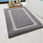 Color&Geometry Mini Gray Bathroom Rugs 24x16, Extra Soft Absorbent Microfiber - Image 3