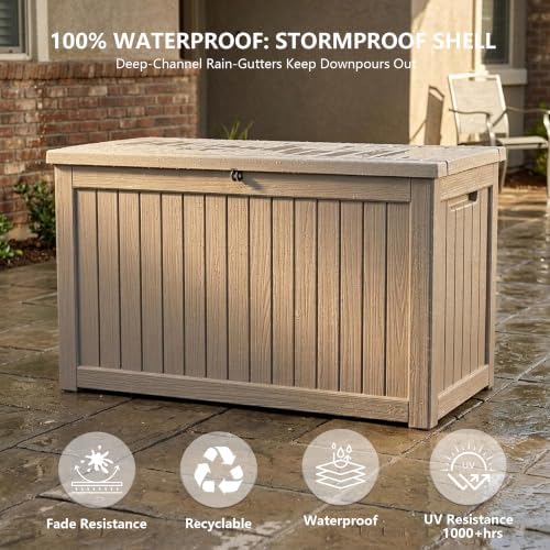 Outdoor Storage Box, 270 Gallon Waterproof Deck Box - Image 5