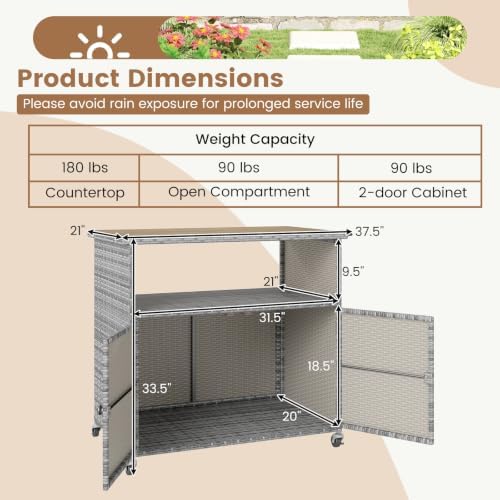 Tangkula Rattan Outdoor Storage Cabinet - Image 3