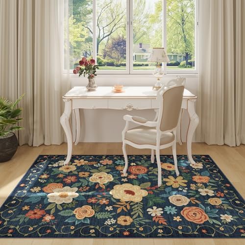 DUKINO 3x5 Area Rug, Floral Washable Rug - Image 3