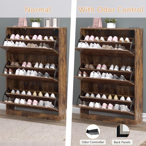 BORNOON Shoe Cabinet with Odor Control and Back Panels, Deodorizing Slim 3-Flip - Image 5