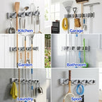 Holikme Mop Broom Holder Wall Mount Metal Pantry Organization and Storage - Image 5