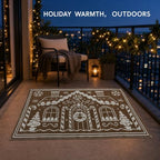 3x5 Ft Gingerbread House Christmas Reversible Plastic Straw Outdoor Rug - Image 5