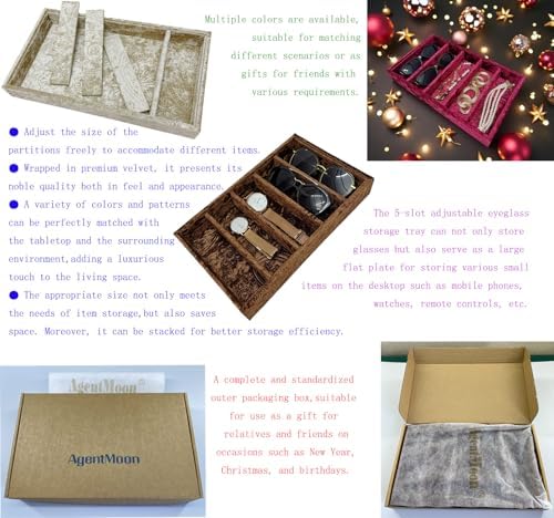 AgentMoon Sunglasses Organizer & Jewelry Display Tray, Embossed Coffee - Image 4