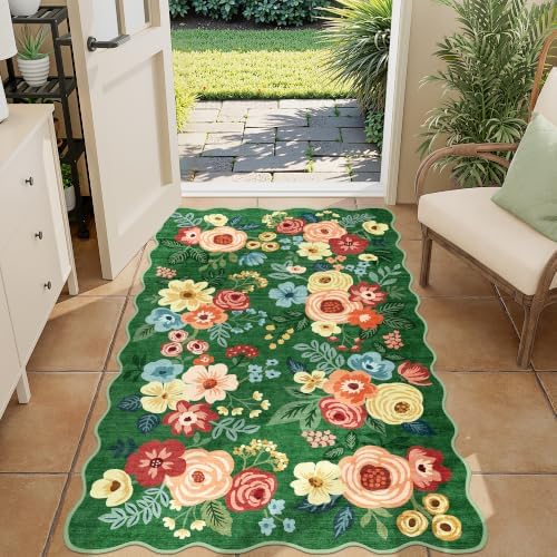 DUKINO 3x5 Area Rugs, Non Slip Floral Washable Rug by DUKINO