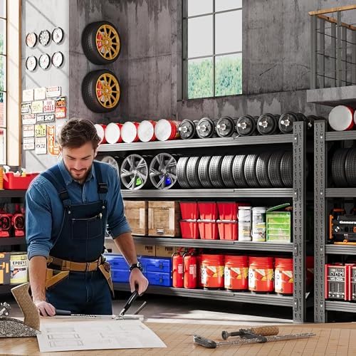 Set of 2 Metal Storage Shelves, 48” Wide Heavy Duty Garage Shelving Units - Image 2