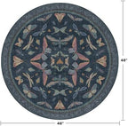 Vintage Dark Blue 4ft Round Area Rug, Washable Soft Circle Rug - Image 2