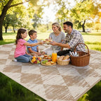 HEBE Outdoor Rug Waterproof 6'x9', Checkered Reversible Plastic Patio Rug - Image 3