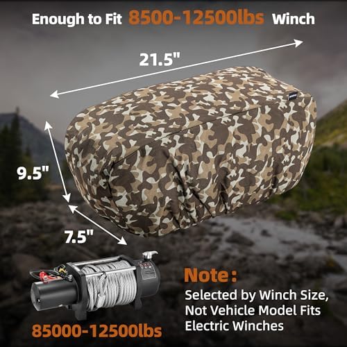 Waterproof Winch Cover for 8500-12000 lb Winches, Camouflage - Image 3