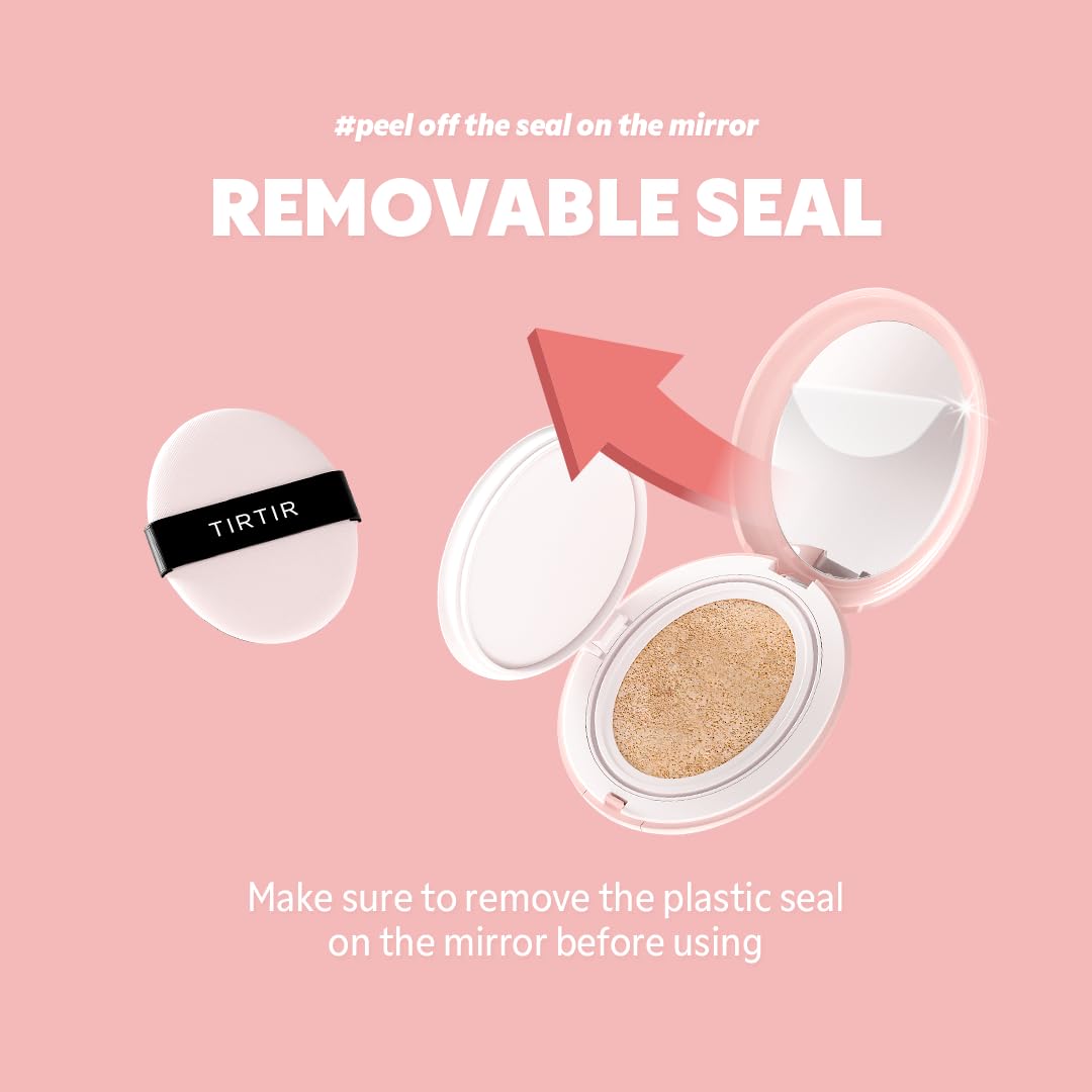 [*Mini Size*] TIRTIR All Cover Pink Cushion | Korean Cushion Foundation, (#21N Ivory, 0.15 Fl Oz)